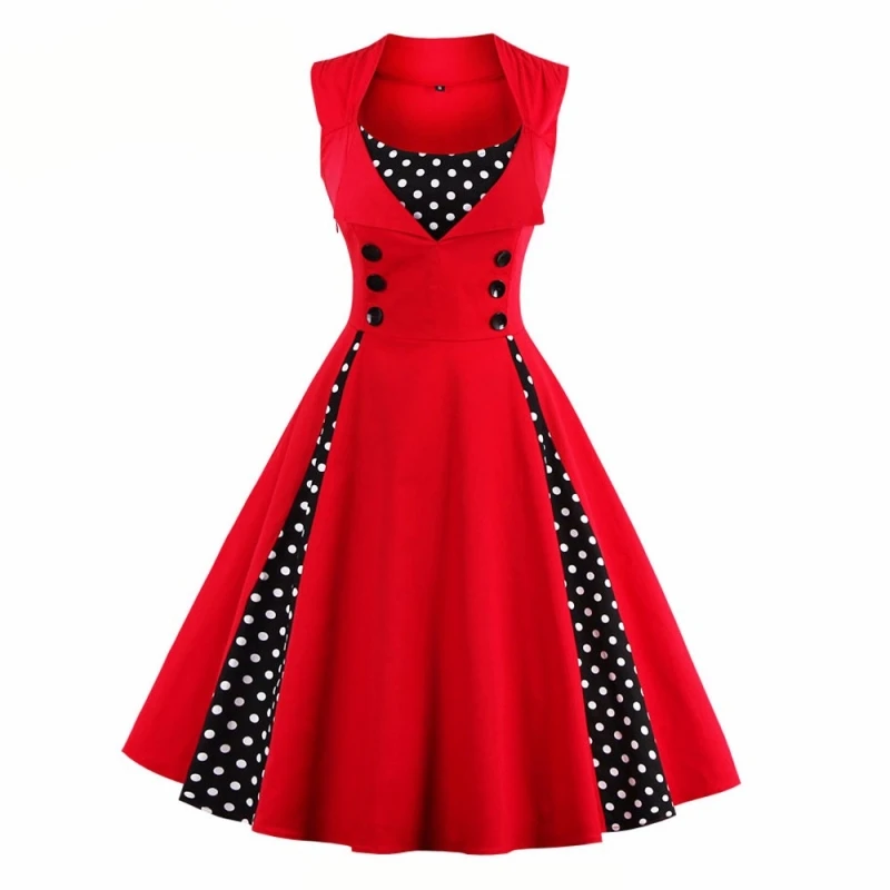 

2019 Summer Women 50s 60s Retro Vintage Dress Audrey Hepburn Sleeveless Patchwork Plus Size Robe Party Dresses Feminino Vestidos