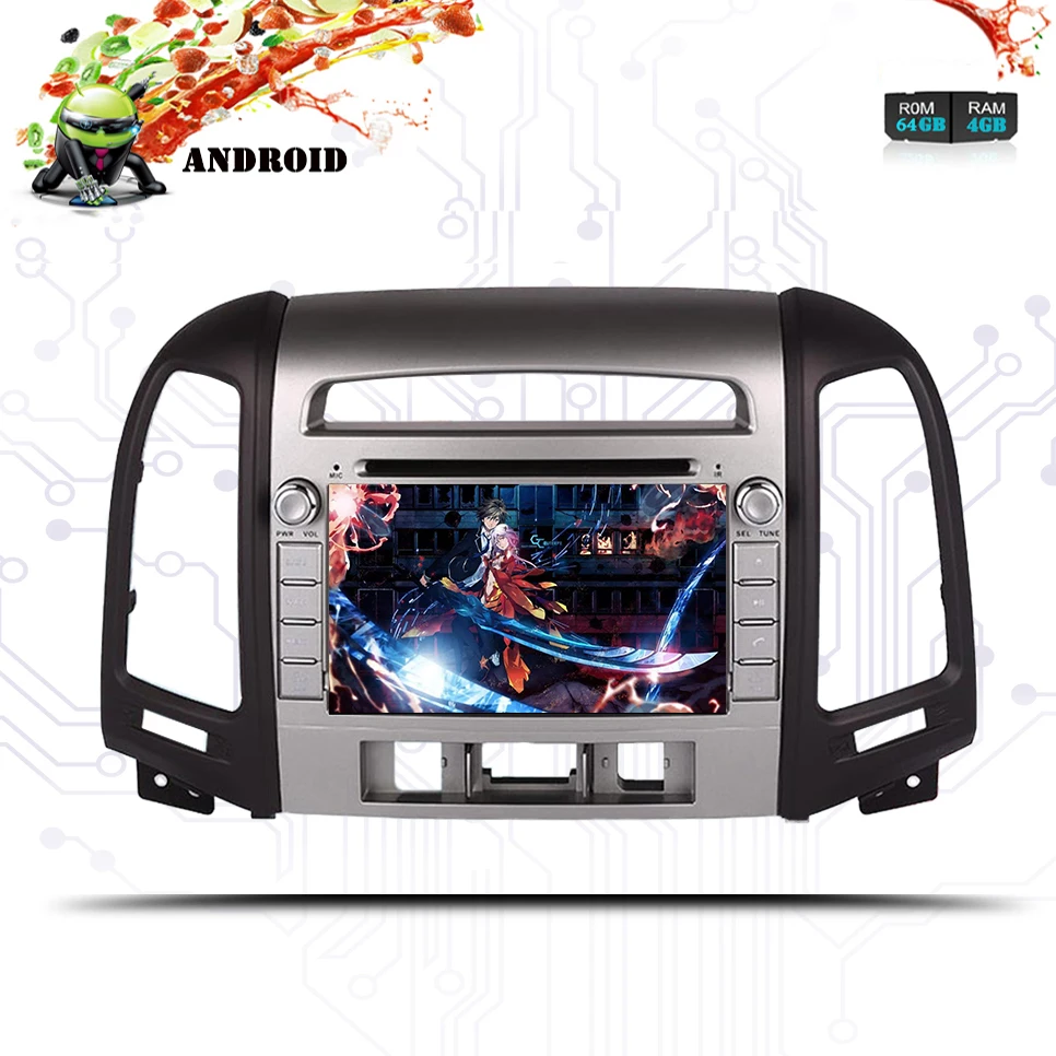 Top Octa Core Android 9.0 Car DVD for Hyundai Santa Fe 2007 - 2010 -2012 Radio Navi gps player 64GB+4GB 3/4G SIM Tape Recorder PC 3