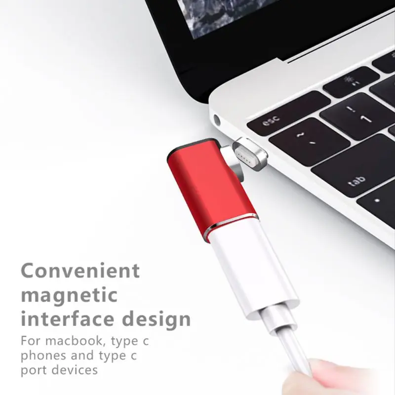 Тип C Магнитный адаптер конвертер USB-C Кабель 90 градусов Зарядка для Apple Macbook