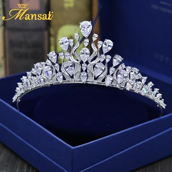 

European Wedding Bridal Cubic Zirconia Tiara Crown For Women CZ Crystal Tiaras Bridal Zircon Crowns Diadem Bride Headdress CR028