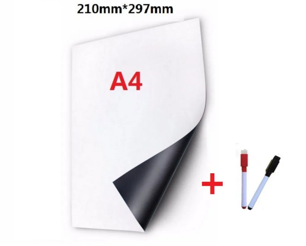 A4 Размер магнитная доска с 2 маркерами холодильник кухня домашний офис напоминание сухая стираемая доска белые доски винил гибкий