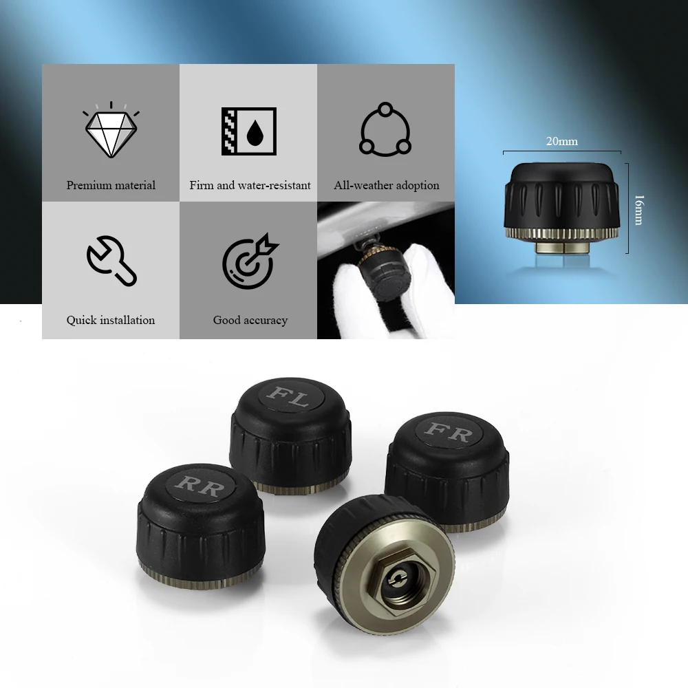 CST - TY06 Tire Pressure Monitoring System USB TPMS Tire Pressure Alarm with 4 External Sensors for Most Vehicles CST-TY06 CST - TY06 Tire Pressure Monitoring System USB TPMS Tire Pressure Alarm with 4 External Sensors for Most Vehicles CST-TY06