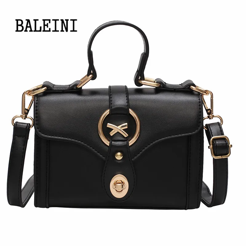 

BALEINI Simple Fashion Flap Female Bag Box Small Square Package Quality PU Crossbody Bag Women Shoulder Messenger Bags Handbag