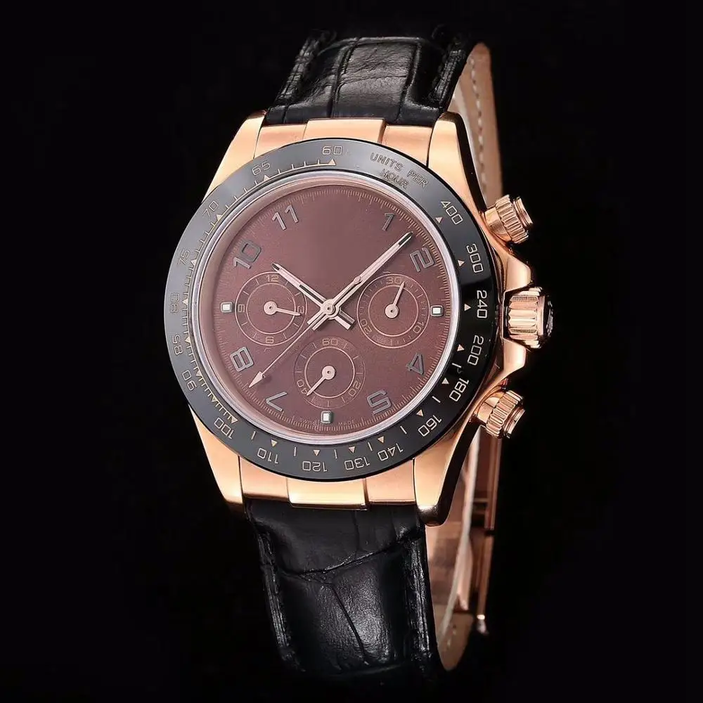 

Luxury Brand Watch for men Daytona M116515ln 40mm Jujube Red Dial Ceramic Bezel Leather Strap aaa Automatic Mechanical Men Watch