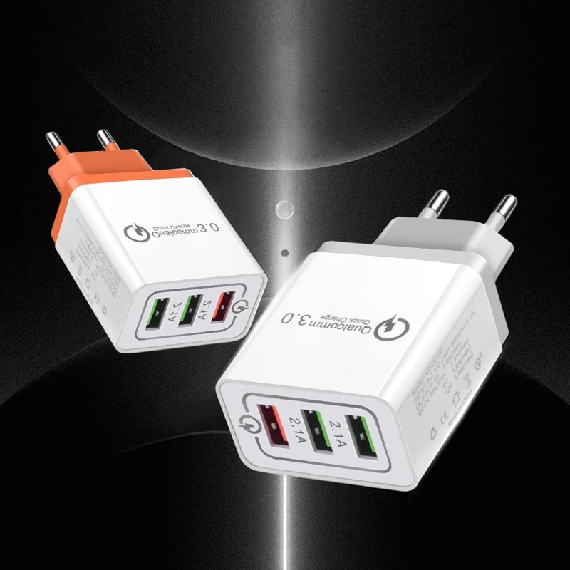 EU Plug 3USB выходное зарядное устройство для iPhone/vivo X21/Samsung S10 S9/Huawei P20 P30 nova Mate20/OPPO R17