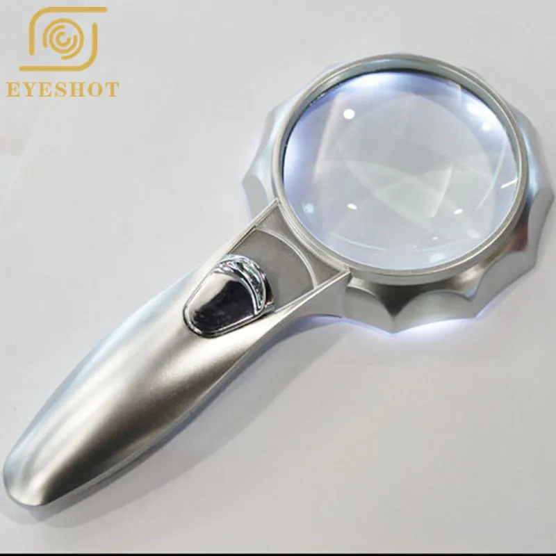 Hotsale 7X Magnifier 6 LED Light Illumination 50mm Optical Lens Handheld Magnifying Glass Map Newspaper Book Reading Loupe