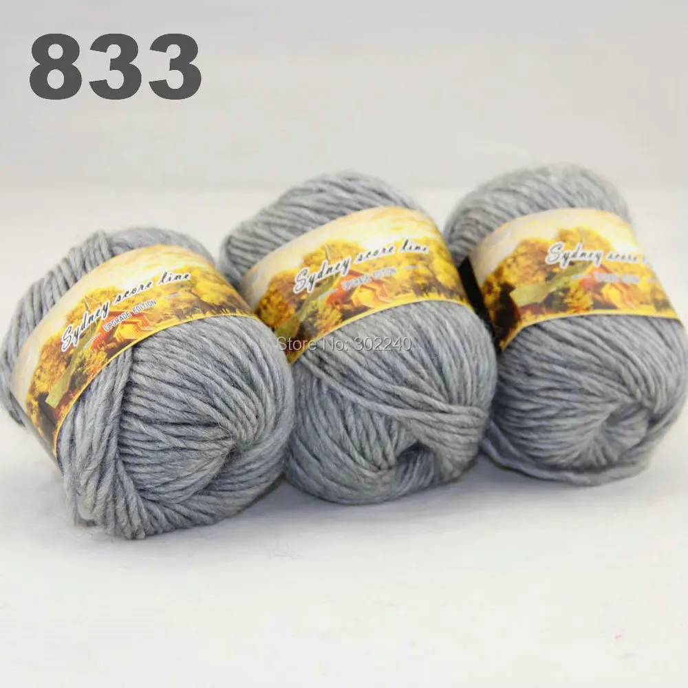 

Lot of 3 skeins x 50g Chunky Hand Coarse Knitting Scores wool yarn Mom gray 833