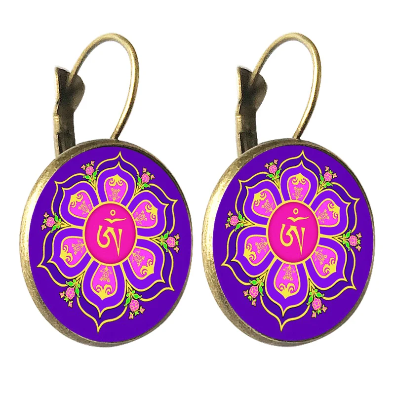 bronze hoop Earring - mandala flower 5