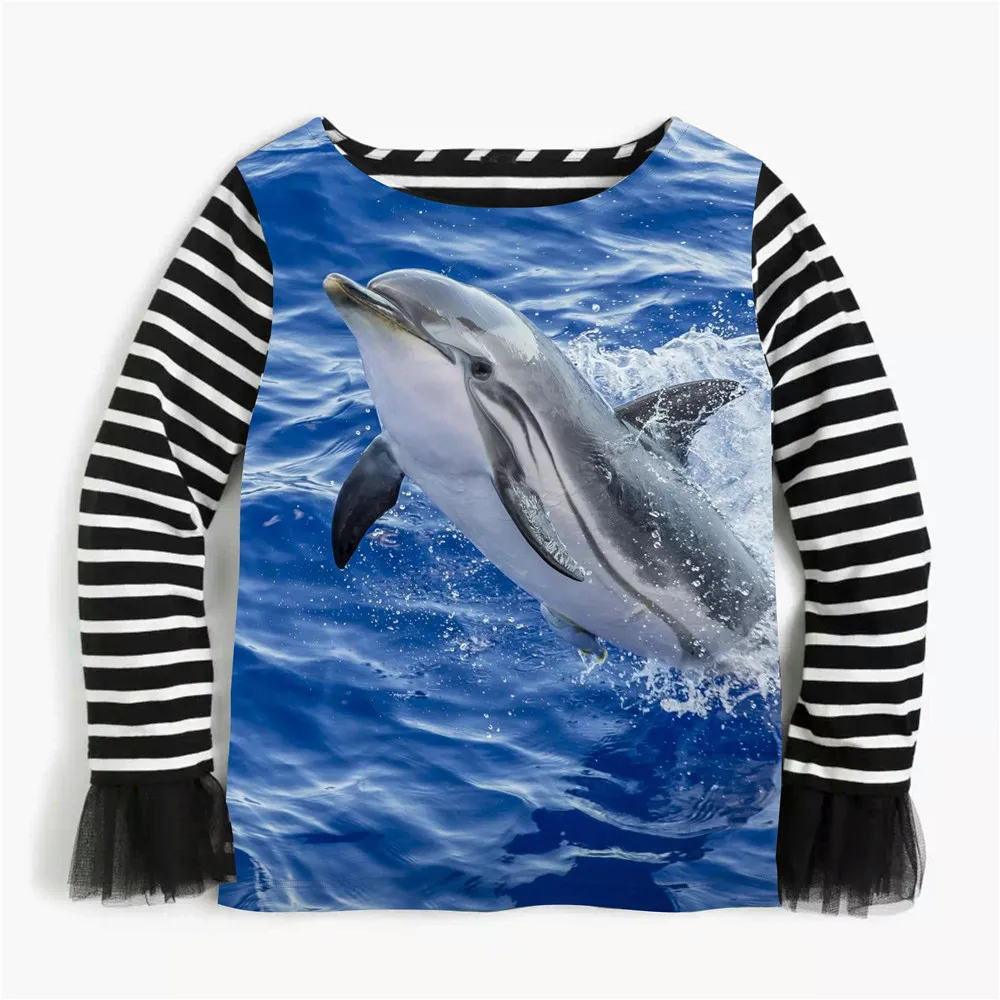 Блузка детская в черную полоску с длинным рукавом и принтом|kids shirts|kids blouseblouse kids |