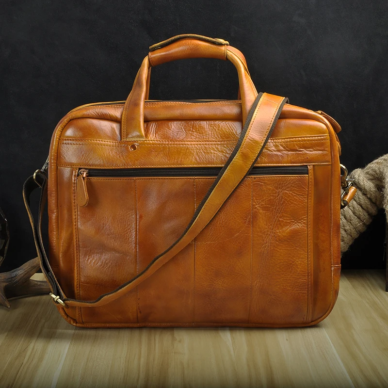 HTB19XdRuSMmBKNjSZTEq6ysKpXaK Men Oil Waxy Leather Antique Design Business Briefcase Laptop Document Case Fashion Attache Messenger Bag Tote Portfolio 7146