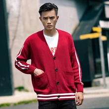 Мужской свитер с v-образным вырезом, осеннее вязаное корейское Мужское пальто-джемпер Modis, Повседневный трикотаж с красной пуговицей, мужской кардиган, стильный Sueter Hombre