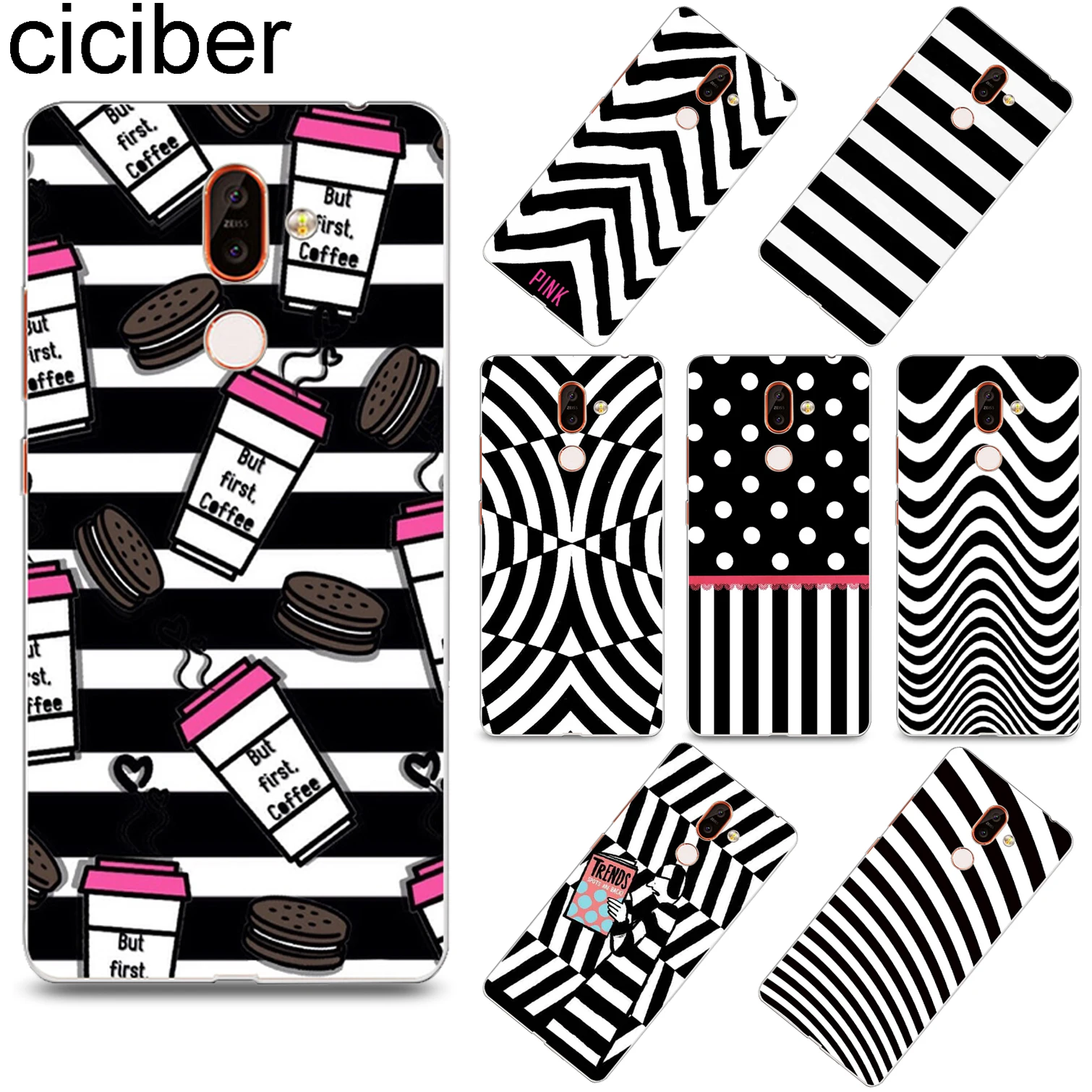 

ciciber Black White Striped Cover for Nokia X6 X7 X5 X3 Soft Phone Case for Nokia 9 8 8.1 7 7.1 6 6.1 5 5.1 3 3.1 2 2.1 1 Plus