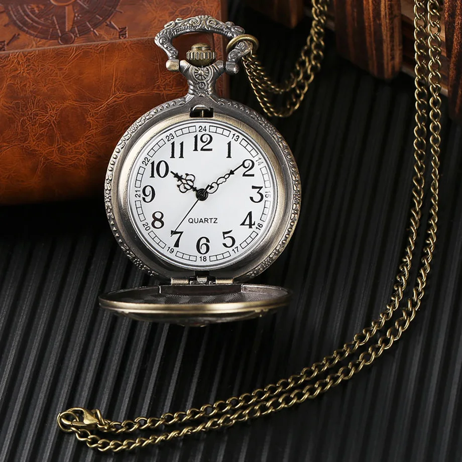 Pocket Watch Fire Fighter Red Pattern Full Hunter Bronze Quartz Watches Antique Unique Firefighter Men Women Gift With Bag 2017 (6)