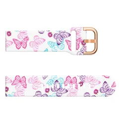 Colorful Printed Silicone Smart Watch Strap, 20mm Adjustable Band - 20mm (C)