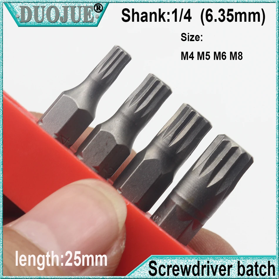 4Pcs 1/4" Spline Screwdriver Bit Set Kit M4 M5 M6 M8 Electric Socket Wrench Repair Tools | Инструменты
