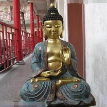 Xd 003029 Pure Bronze 24 К Золото Позолотить перегородчатой Татхагата Амитабха Будда Шакьямуни