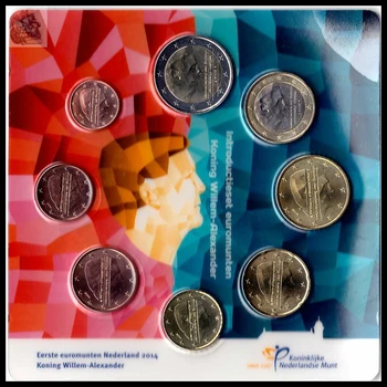 

8pcs Netherlands coin original coins 2014 year collection Uncirculated A new revision of King William Alexander