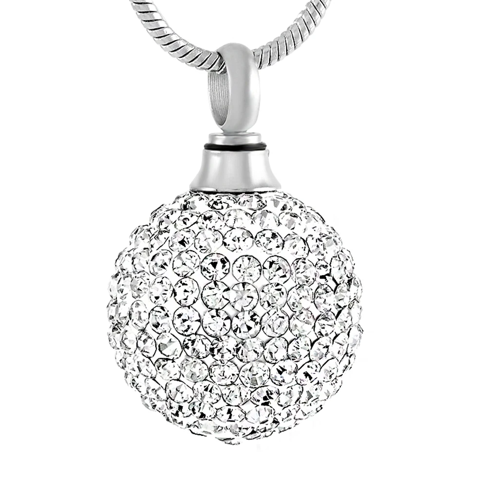 

MJD8865 Clear Crystal Ball Urn Memorial Ash Keepsake Cremation Jewellery