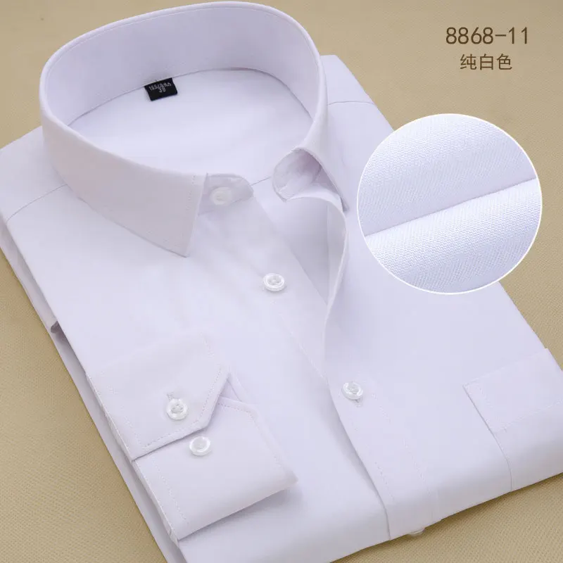 Для Мужчин's Regular Fit Twill Текстура официальная рубашка Slim Fit с длинным рукавом Spread Collar Dress Shirt розовый хлопок высокого качества сорочка 8XL