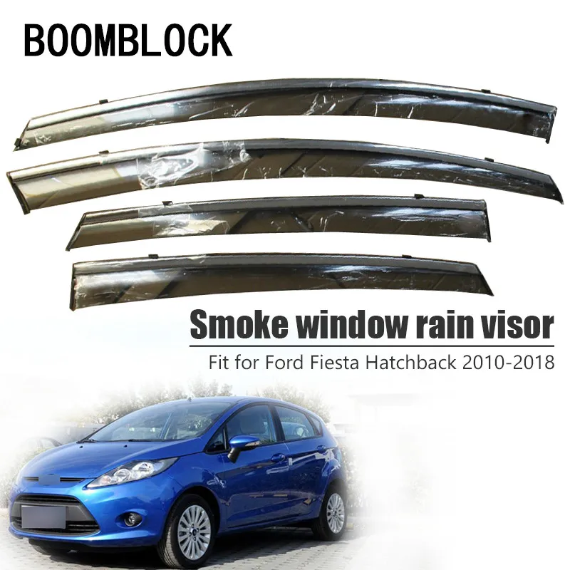 

BOOMBLOCK 4pcs Car Covers Window Visor Sun Rain Wind Deflector Awning Shield ABS For Ford Fiesta Hatchback 2010-2018