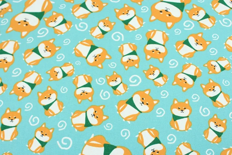 Половина ярда экспорт японский мультфильм собака хлопок льняная ткань, ручная работа DIY одеяла рот Золотая посылка Одежда Ткань CR-A18