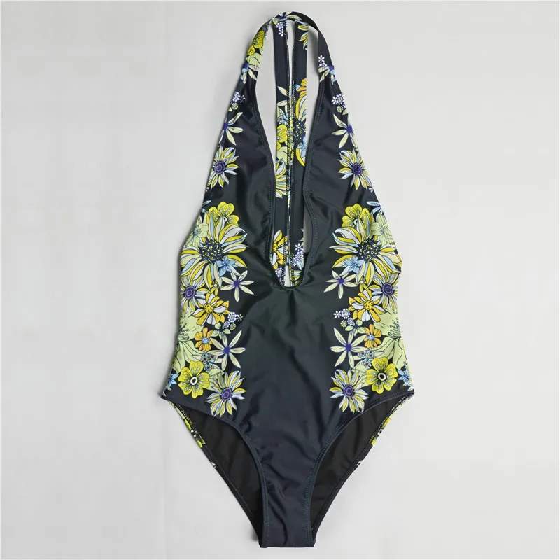 Sun Flower One Piece Monokini Swimsuit Women Swimming Suit Bathing Suits Bodysuit Cut Out Swim Wear 2017 maillot de bain femme | Спорт и