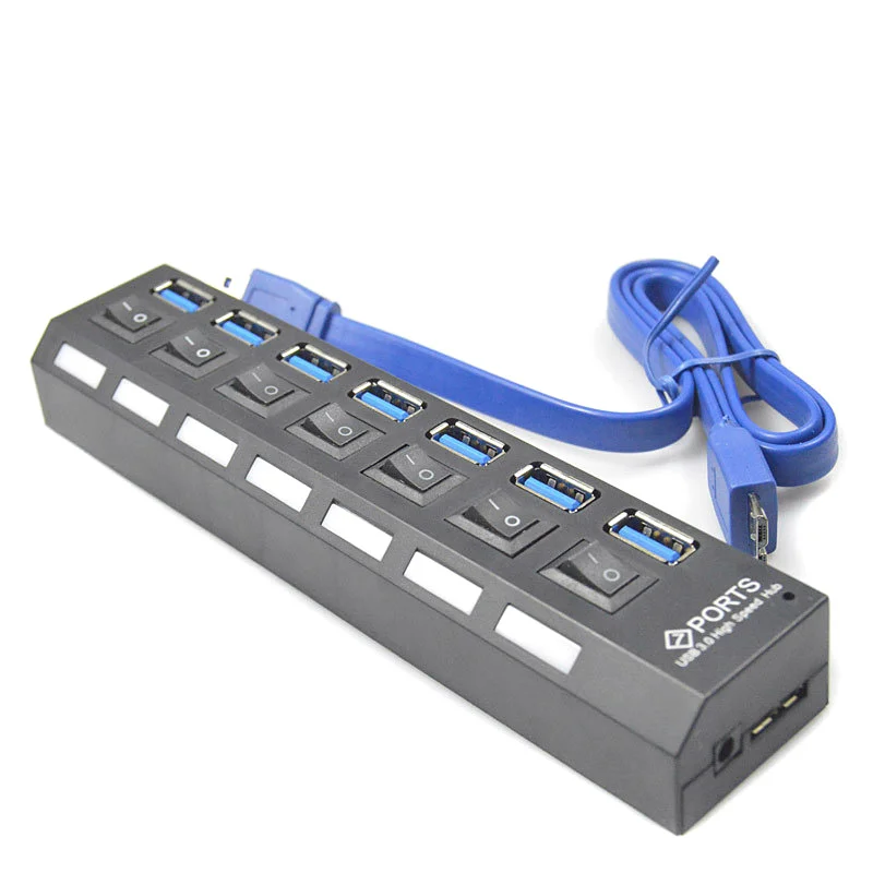7 port USB 3.0 Charger with Individual On/Off Switches For