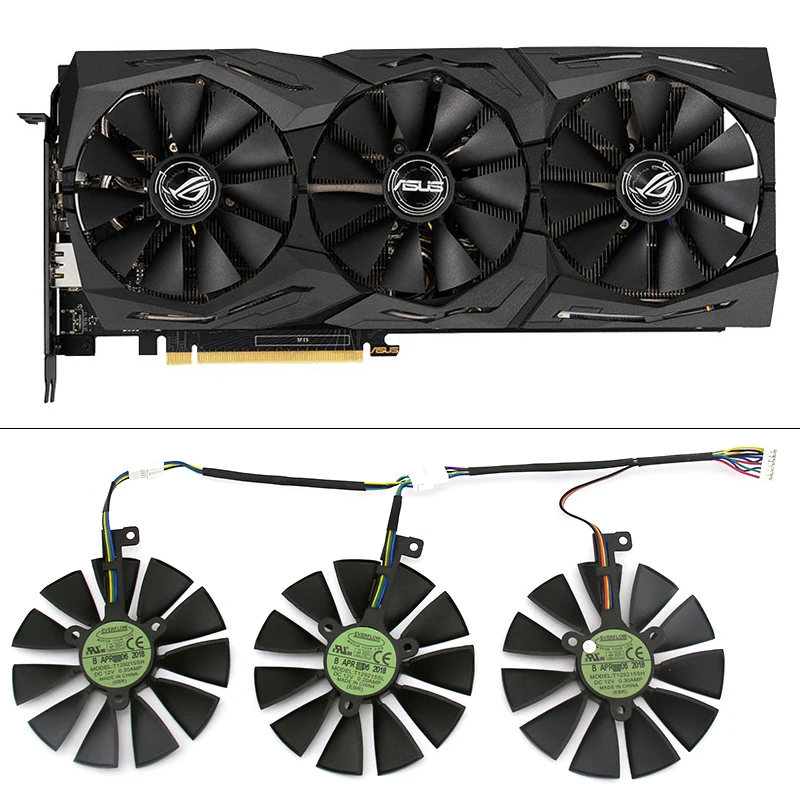 

87mm T129215SH T129215SL 12V 0.30A Fan For ASUS ROG-STRIX-RTX 2070-O8G-GAMING RTX2060 O6G Graphic Card Cooling Fan