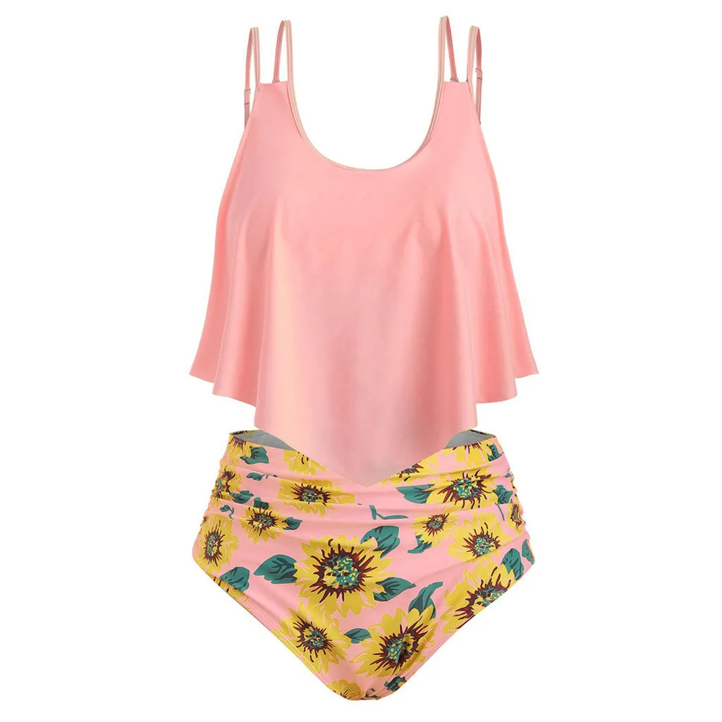 

swimsuit female separate Women Boho Stripes Halter Push Up Bandeau Bikini Set Two Piece Swimsuits low waist Swimsuit 2#5#