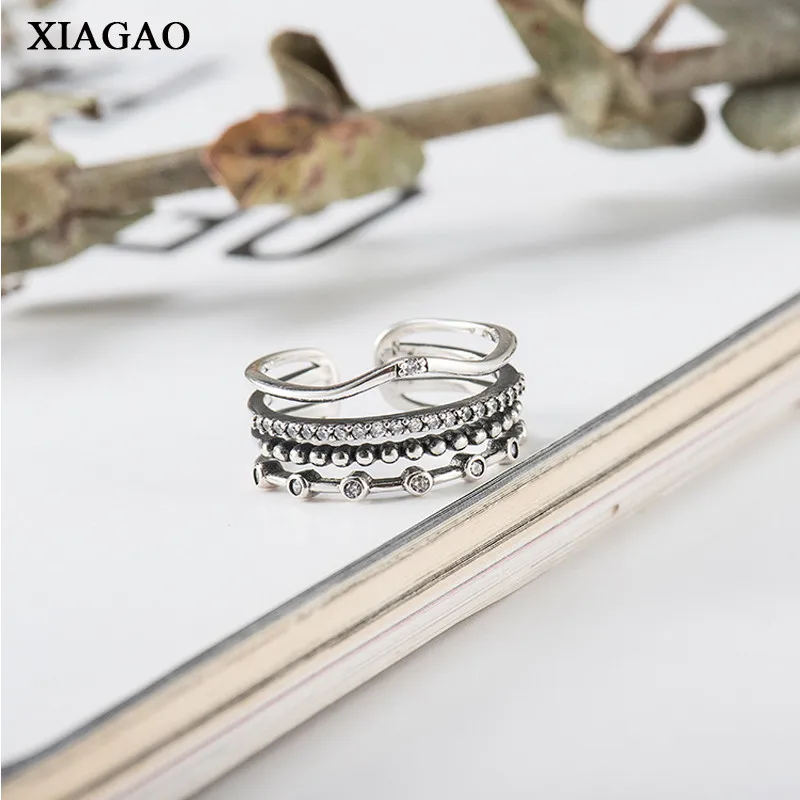 

XIAGAO New Trendy Design 925 Sterling Silver Cultured Elegance Adjustable Open Rings For Women Jewelry Christmas Gift AART0057