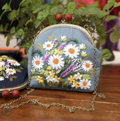 DIY Набор для вышивания цветы цепочка для сумки Рукоделие Набор для вышивания крестиком ручной работы кошелек для шитья Искусство ремесло подарки другу - Цвет: c