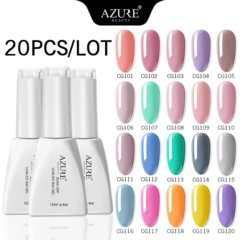 Azure Beauty 5/8/10/20Pcs UV Semi Permanent Nail Gel Set Long Lasting Led Nail Enamel Varnish Azure Nail Gel Set Soak Off Uv/Led - Цвет: 20PCS SET