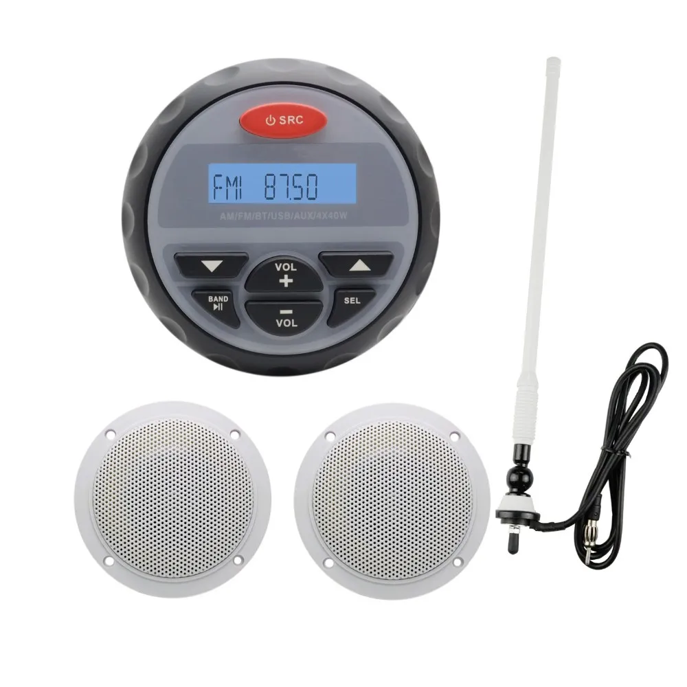 Waterproof Marine Stereo Bluetooth Gauge Radio FM AM Audio +4 Inch 2