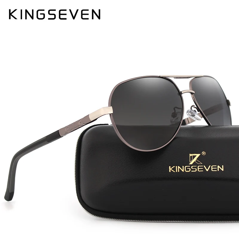 

KINGSEVEN Brand Men's Aluminum Magnesium Sun Glasses Polarized UV400 Sun Glasses oculos Male Eyewear Sunglasses For Men N725