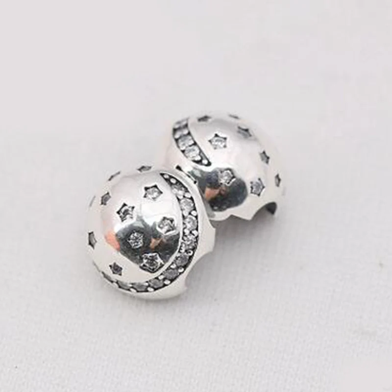 

2016 new fashion charm real s925 sterling silver white star clip charm for bracelet DIY support wholesale