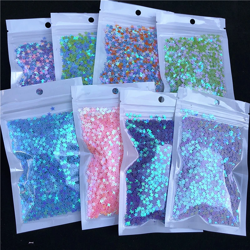 10 г/упак. 4 мм Star Glitter пайетками для ногтей Красота, леди маникюр, слизь DIY lentejuelas, свадебные украшения конфетти