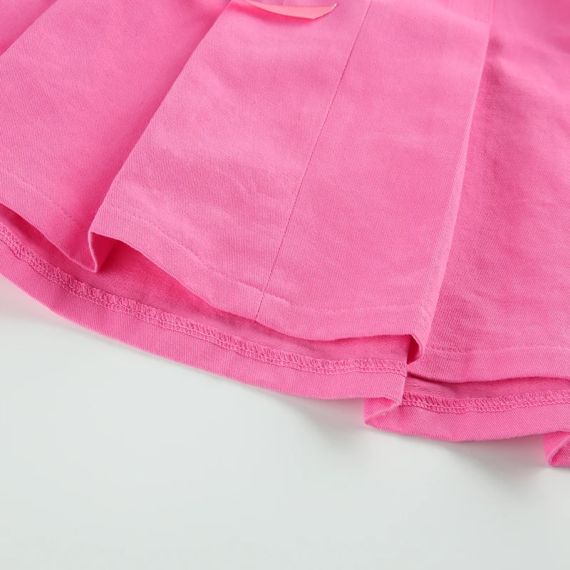 Рапкоптер розовая однотонная плиссированная мини-юбка трапециевидной формы хлопковые юбки Харадзюку на шнуровке в Корейском стиле милая Повседневная летняя юбка