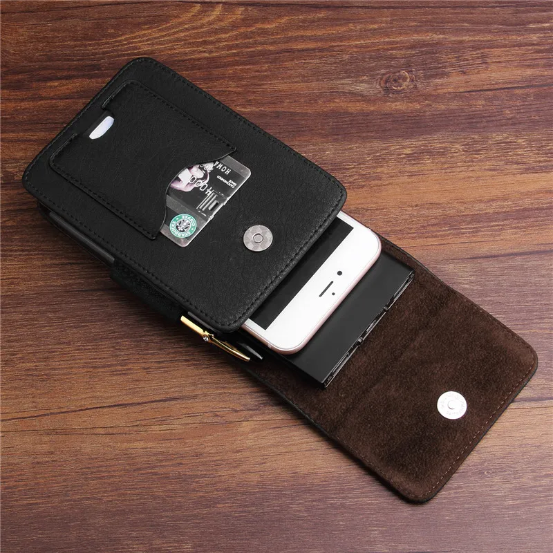 

Universal Phone Pouch Premium Leather Case For Doogee S80 S55 S70 S60 Lite S50 S30 BL9000 BL12000 Pro Cover With Card Pocket