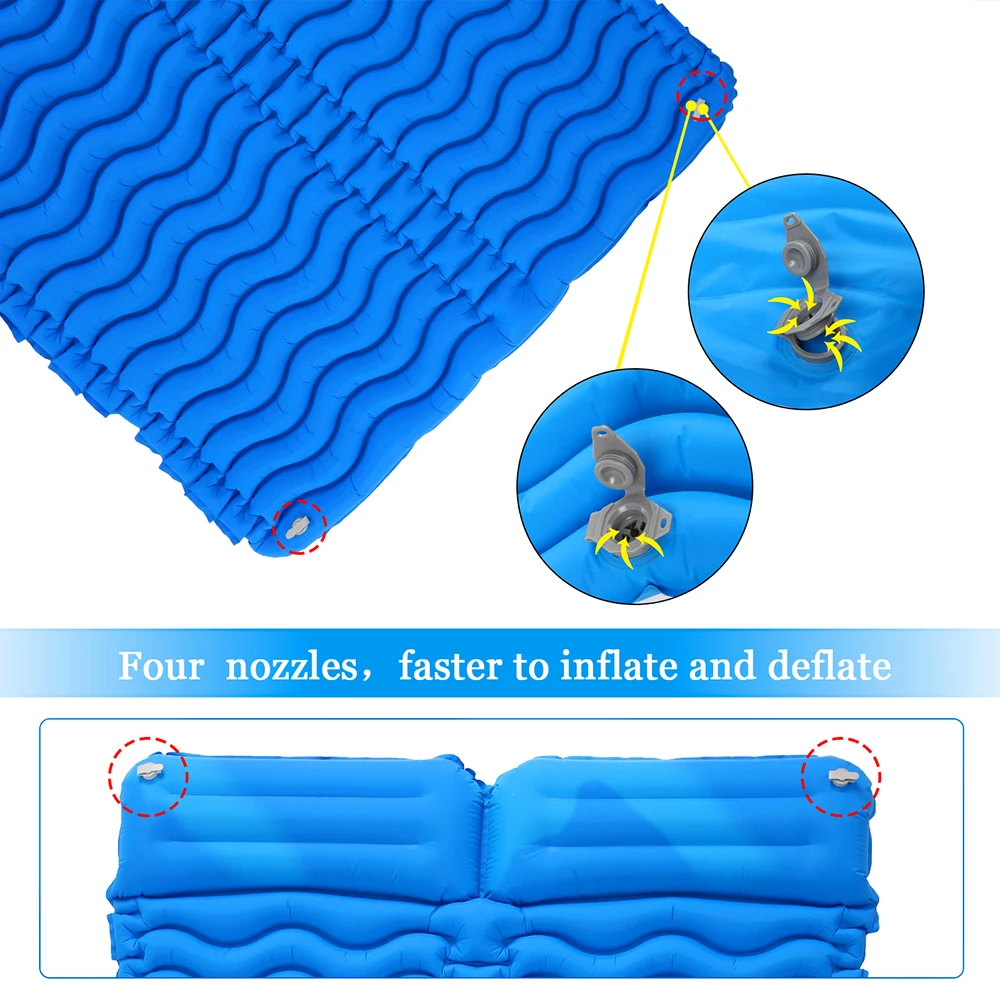 

TOMSHOO Outdoor Double Sleeping Pad 2 Person Ultra-light Portable Mattress Inflatable Cushion Mat Camping Mat Pad With Pillow