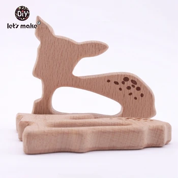 

Let's make Beech Wooden Teether Aniamls Sika Deer Roe Bambi Timber Baby Customizable Food Grade Wood Teething Big Horse Teether