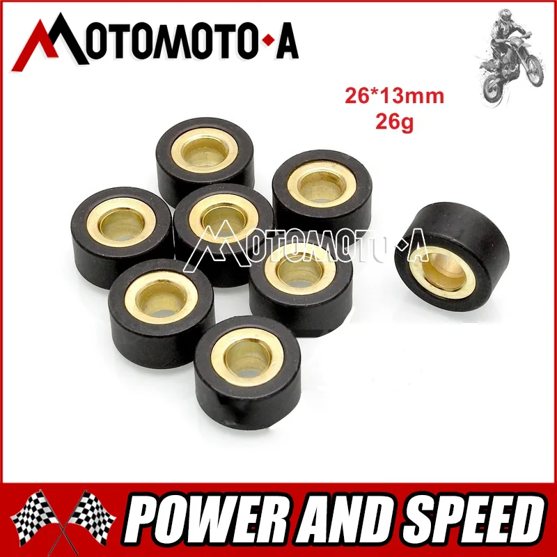 

8 Pcs 26x13mm 26g Motorcycle Scooter Variators Rollers For Suzuki AN400 Burgman Skywave 400 AN 400 1999 - 2006 Clutch Beads