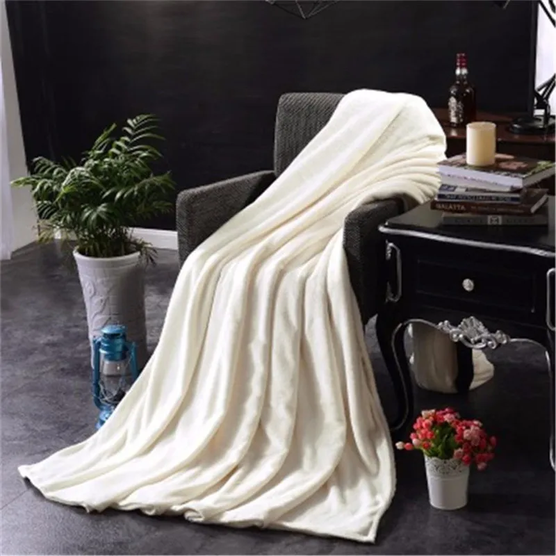 Зимнее супер мягкое теплое однотонное теплое Фланелевое микроплюшевый флисовое покрывало для одеяла ковер диван-кровать 100X140 см детское одеяло для взрослых s - Цвет: White