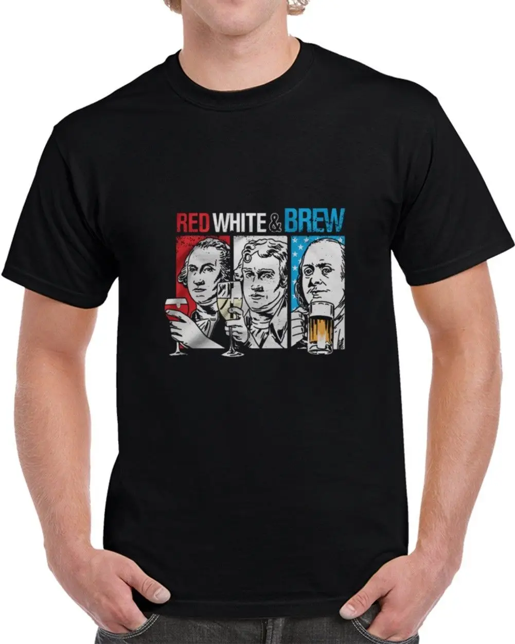 

2018 Newest Fashion Red, White & Brew T Shirt Fashion Men Shirts Free Shipping