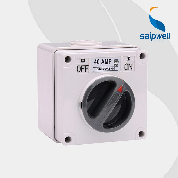 

Saipwell Waterproof Rotary Switch IP66 Rotary Potentiometer with on/off switch 40a Rotary Volume Control Switch (SP-56SW340)