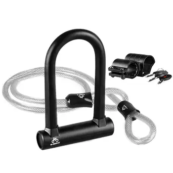 

Professional Bicycle U-shape Lock Black Anti-hydraulic Shearing Anti-theft Lock Cycling Accessories High Quality Steel Material