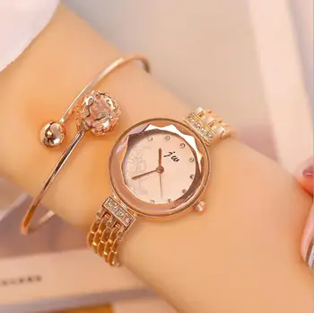 

brand Fashion Women watches Crystal Stainless Steel round dial ladies Retro waterproof Quartz Wrist Watch Bracelet Relogio