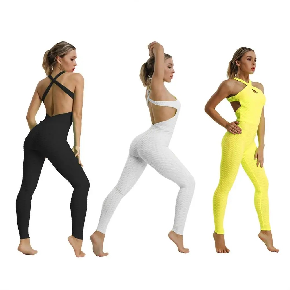 Sexy jumpsuit bodysuit bottoms up show buttock yoga pantsin Yoga Pants