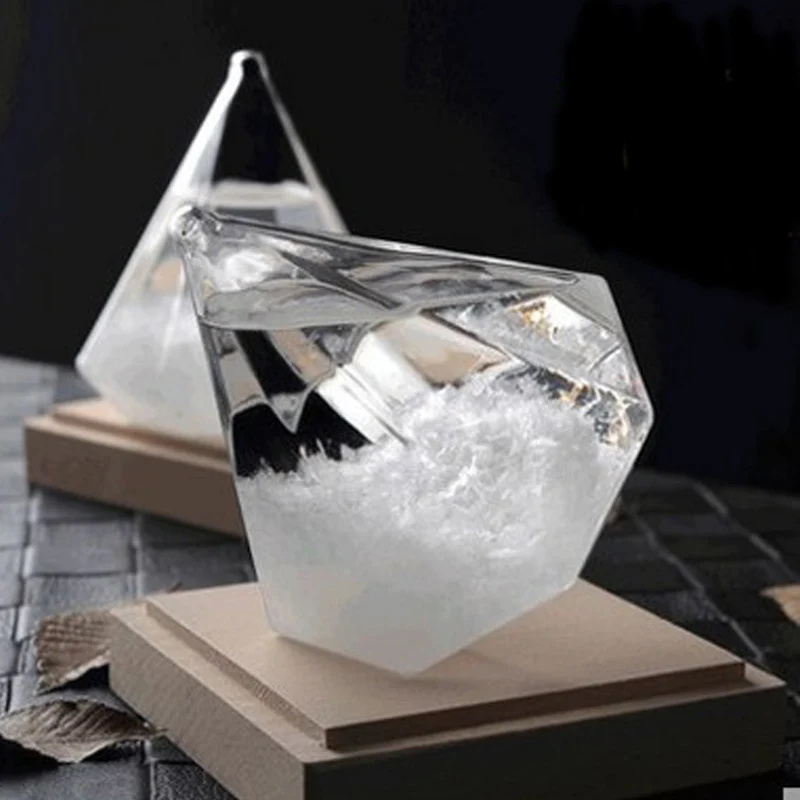 

Creative Diamond Shape Crystal Weather Forecast Bottle Glass Storm bottle ornaments Office Decoration christmas Gift for child