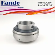 Подшипники Kande 1 шт. UC 206 ID: 30 мм ID UC206-18: 1-1/" в UC206-19 ID: 1-3/16" в опорном подшипнике UC206 UC 206-18 UC206-19