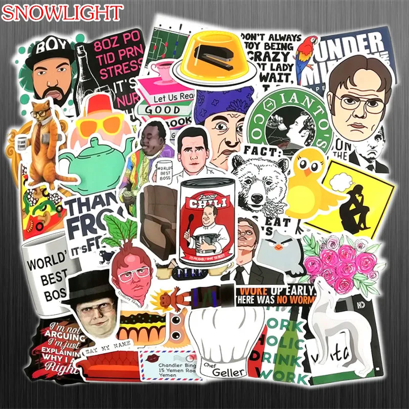 50Pcs/Set American TV Series Office Friends Stickers For Laptop Luggage Motorcycle Skateboard Graffiti Waterproof Stickers